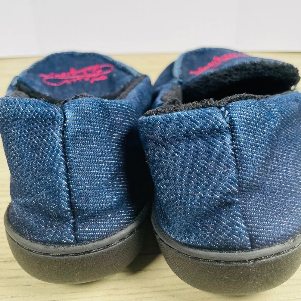 True Religion Denim Embroidered Logo Slip On Cozy Slippers Shoes‎ Mens M (9-10)